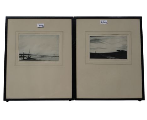 LENNY NOSWORTHY (BRITISH 19th CENTURY) &nbsp;THE ESTUARY LOW TIDE &nbsp;Etching, signed lower right, 14 x 22cm &nbsp;Title in