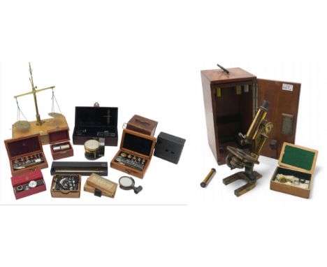 Measuring instruments, to include a Velocity in Feet meter by the Cambridge Scientific Instrument Co., no. 8539, in leather c