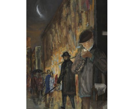 CONTEMPORARY SCHOOL &nbsp;LIGHTING UP A CIGARETTE &nbsp;Gouache, 70 x 50cm Condition Report:Available upon request