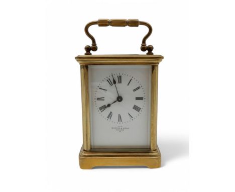 A Mappin and Webb carriage clock, the white enamel dial with roman numerals Condition Report:Available upon request