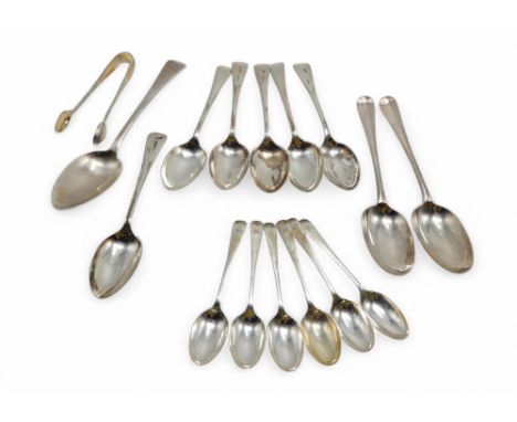 A collection of silver flatware including a pair of Hanoverian pattern tablespoons, by Josiah Williams &amp; Co, London 1916,