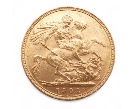Edward VII&nbsp;(1901-1910) 1 Sovereign 1902&nbsp; Obverse portrait of King Edward VII facing right legend around&nbsp;EDWARD