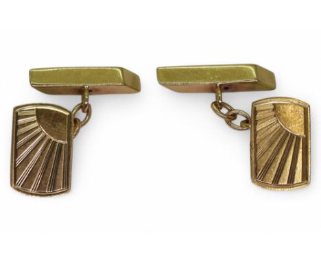 A pair of 9ct gold sunrise pattern cufflinks with London hallmarks for 1962, weight 4.1gms Condition Report:Available upon re