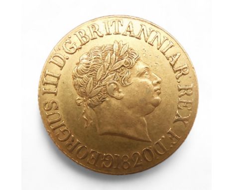 George III&nbsp;(1760-1820) 1 Sovereign 1820&nbsp; Obverse Laureate portrait of King George III right, legend and date around