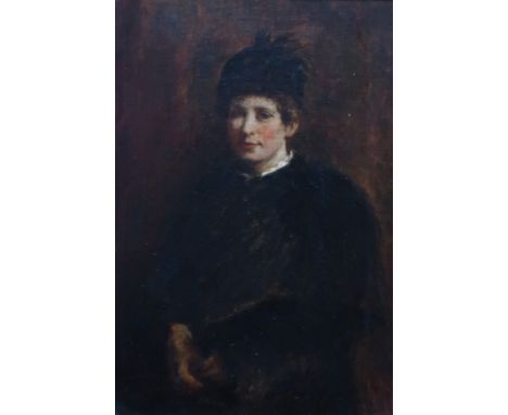 19th CENTURY BRITISH SCHOOL&nbsp; &nbsp;PORTRAIT OF A YOUNG WOMAN &nbsp;Oil on canvas, 27 x 17cm Condition Report:Available u