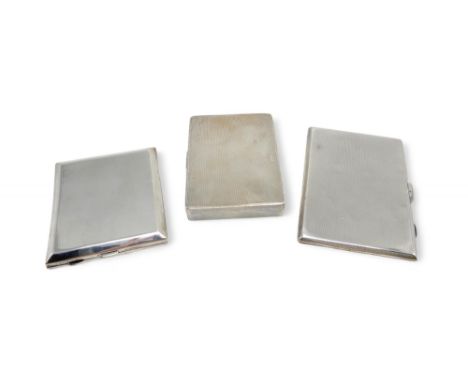 A silver cigarette case, by Adie Brothers, Birmingham 1955, inscription to interior, another by Henry Matthews, Birmingham 19
