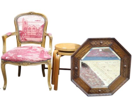 *PLEASE NOTE STOOLS HAVE BEEN WITHDRAWN FROM THIS LOT* lot comprising a contemporary continental style parlour chair upholste