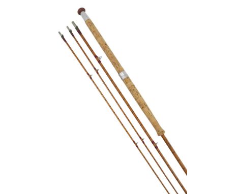 A No. 1 A.H.E. "Wood" (Steel Centre) split-cane fishing rod by Hardy of Alnwick, housed in a canvas sleeve Condition Report:A