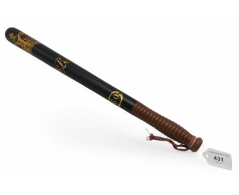 A police truncheon polychrome painted with crown device, Victoria cipher and numbered 60, stamped to butt end "Cormack, Edinb