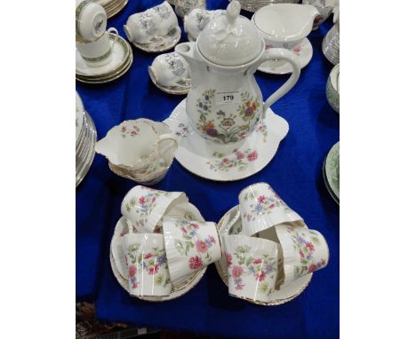 A Salisbury China Fragrance pattern tea set and a German porcelain coffee pot Condition Report:Available upon request