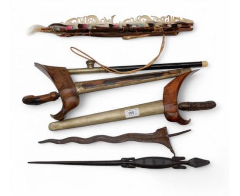 Two Kris/ Keris daggers, a single blade, a pipe and other items Condition Report:Available upon request