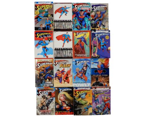 DC; A collection of Superman trade paperbacks including Superman Chronicles 1-4, Superman in the Forties, Sixties, Superman T