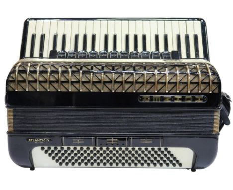 A Hohner Atlantic IV Musette piano accordion, 41 key 120 bass in black with case Condition Report:Available upon request