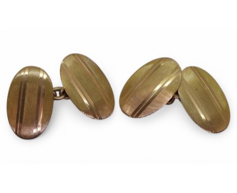 A pair of stripe pattern 9ct gold cufflinks hallmarked Birmingham 1922, weight 5.9gms Condition Report:Available upon request