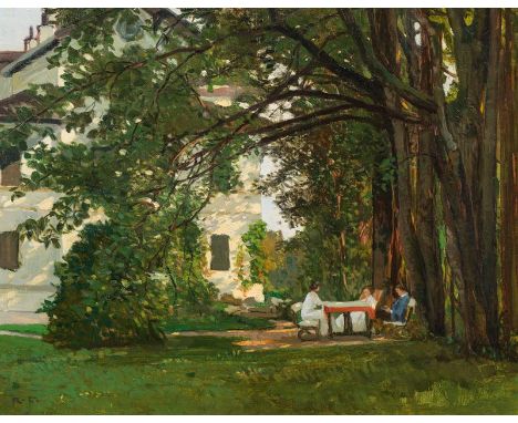 Raoul FrankIm Park von Oberalm1916Öl auf Leinwand; gerahmt42 x 53 cmMonogrammiert links unten: R. F.Rückseitig auf altem Küns