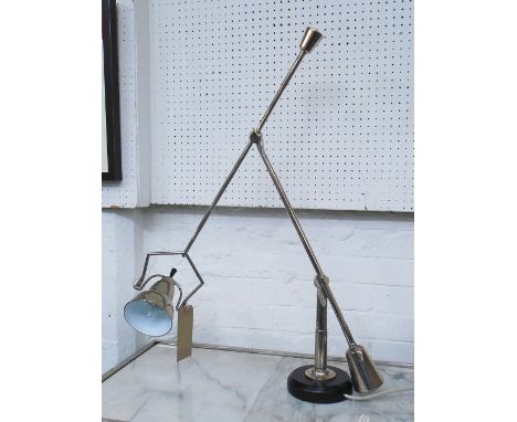 READING LAMP, adjustable, polished metal, approx. 80cm W.