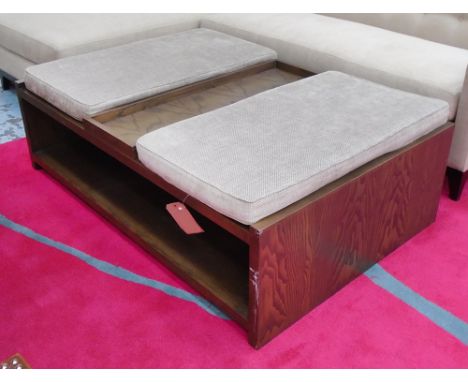 OCCASIONAL TABLE, contemporary style with two cushions to top and shelf below, with faults, 150cm x 100cm x 43cm H. 