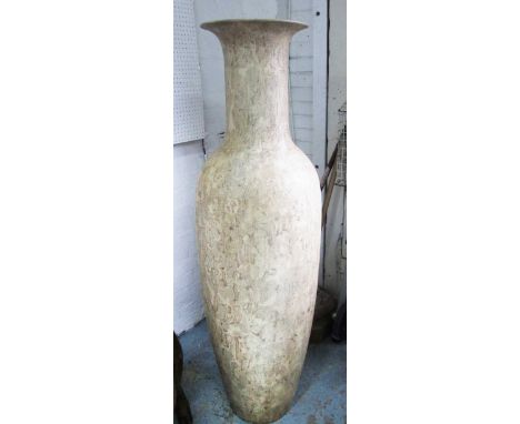 TEMPLE STYLE VASE, ceramic, Travertine style patterned finish, 156cm H.