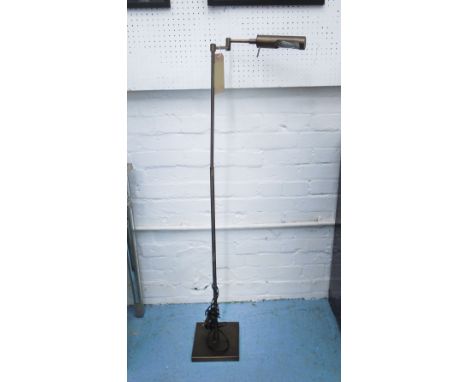 FLOOR READING LAMP, bronzed finish, approx. 130cm H.