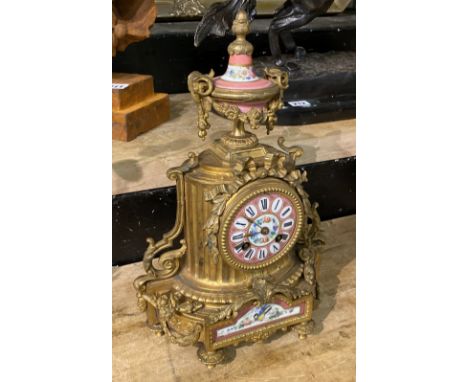 PINK SEVRES STYLE MANTLE CLOCK 35CMS (H) APPROX