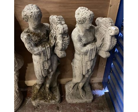 PAIR OF RECON HARP FIGURAL STATUES