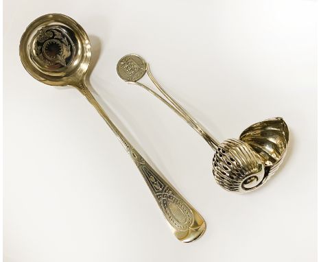 STERLING SILVER SNAIL SPOON WITH A STERLING SILVER LADLE - 92 GRAMS APPROX