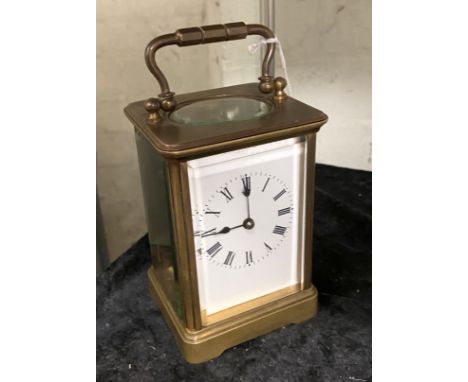 BRASS CARRIAGE CLOCK WITH KEY 