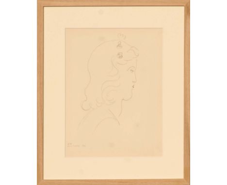 HENRI MATISSE 'Portrait of a woman in profile 014', collotype, 1943, limited edition 950, 32cm x 25cm, framed and glazed.