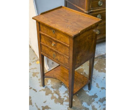 PETITE COMMODE, mid 19th century French ash with three drawers and undertier, 76cm H x 44cm W x 35cm D.
