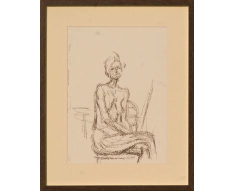 ALBERTO GIACOMETTI 'Annette seated', original lithograph, 1961, published by Maeght, 38cm x 27cm, framed and glazed.