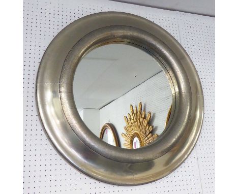 MIRROR, circular metal frame, 79cm W.