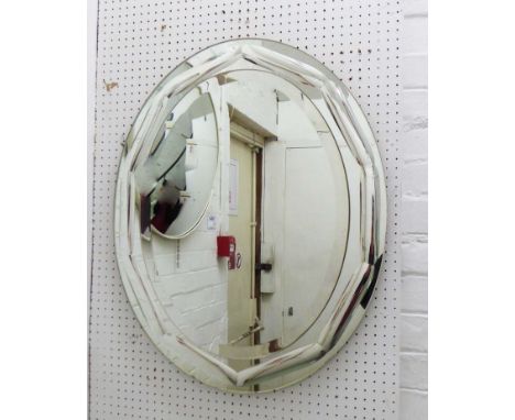 WALL MIRROR, in the Art Deco taste, oval bevelled glass plate detail, 77cm x 63cm. 