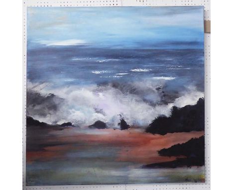 NIGEL KINGSTON 'Seascape dyptych', oil on canvas, 100cm x 100cm. (2)