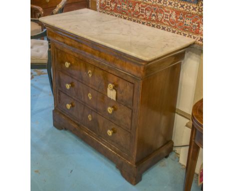 HALL COMMODE, 19th century French Louis Philippe walnut with five long drawers of shallow proportions, 98cm x 44cm x 89cm H.