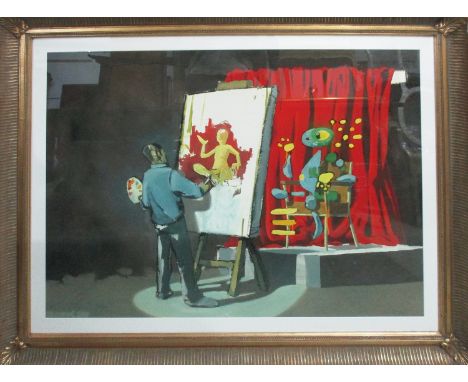 BANKSY 'Abstract portrait of an artist', giclee print, with stamped signature, 71cm x 98cm, framed and glazed. (Subject to AR