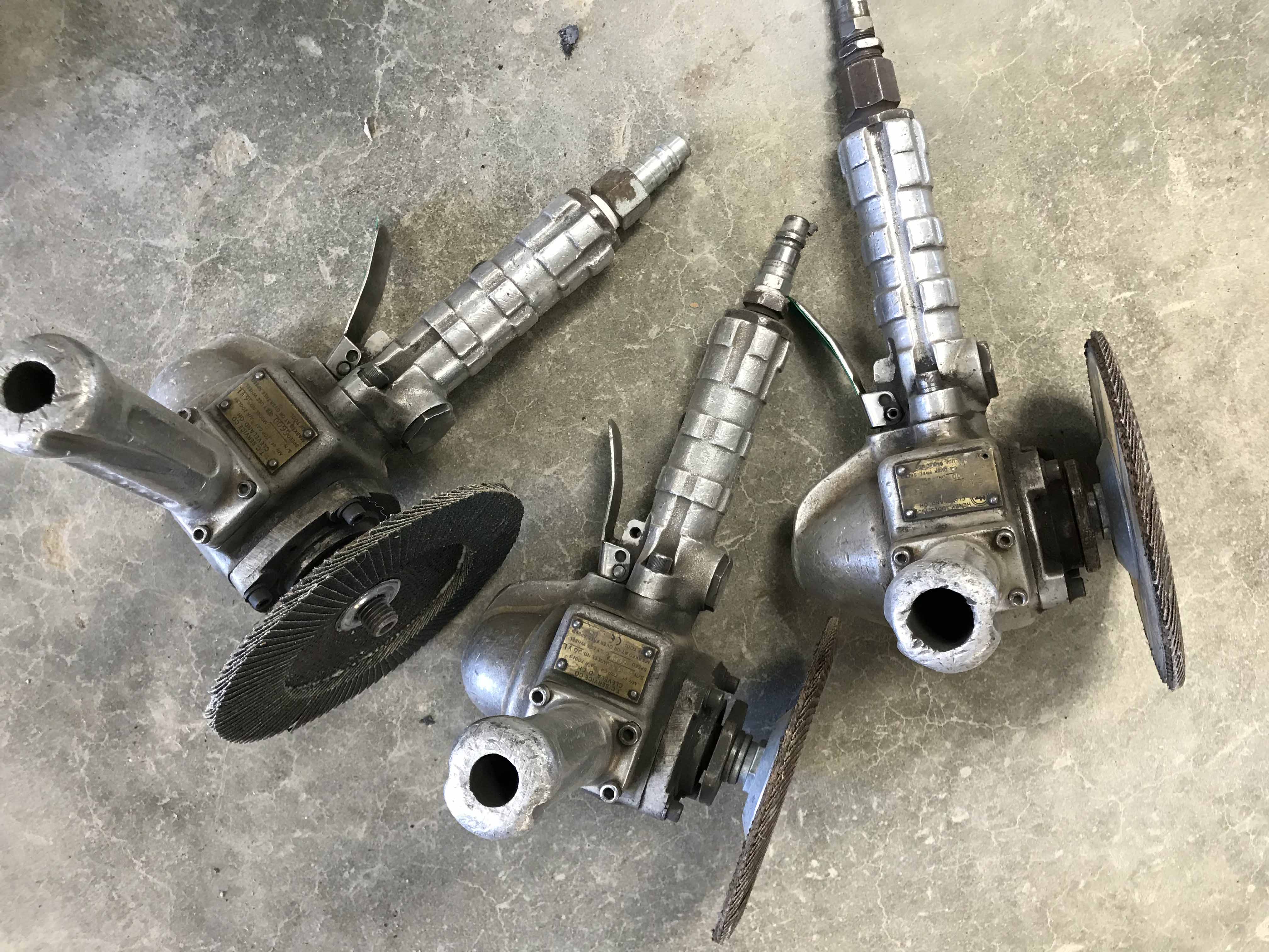 LOT OF (3) TOP CAT MDL. 56VL PNEUMATIC ANGLE GRINDERS, 6000 RPM
