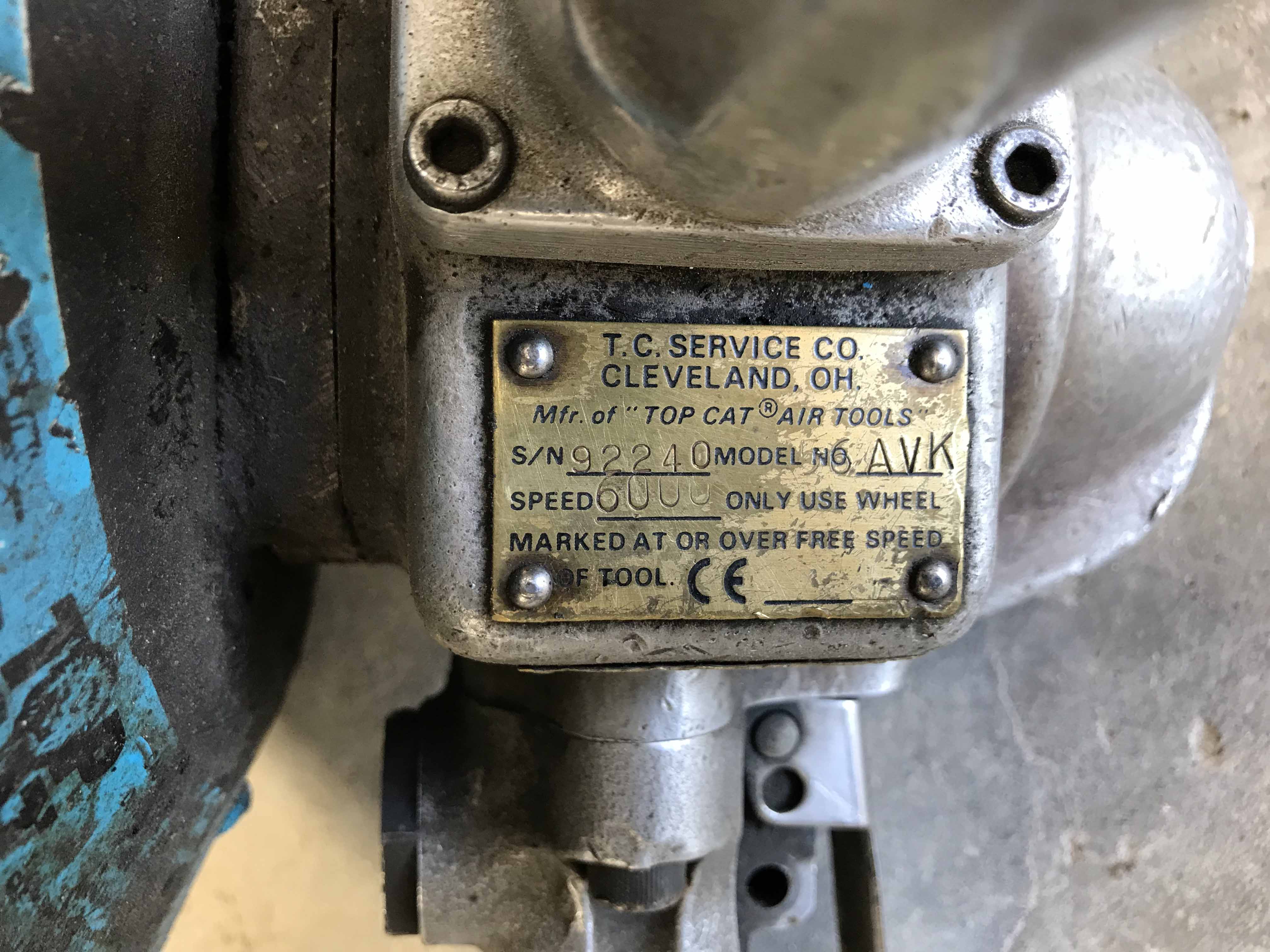 LOT OF (3) TOP CAT MDL. 56AVK PNEUMATIC ANGLE GRINDERS, 6000 RPM