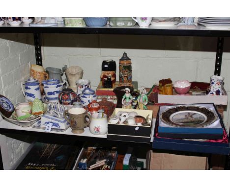 Royal Worcester collectors plates, assorted china and glass, children's annuals, building set, cigarette cards, etc.