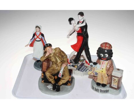 Wedgwood limited edition Tango figure, Royal Doulton 'Classics' Nurse and Railway Sleeper, and Carlton Daily Recorder (4).