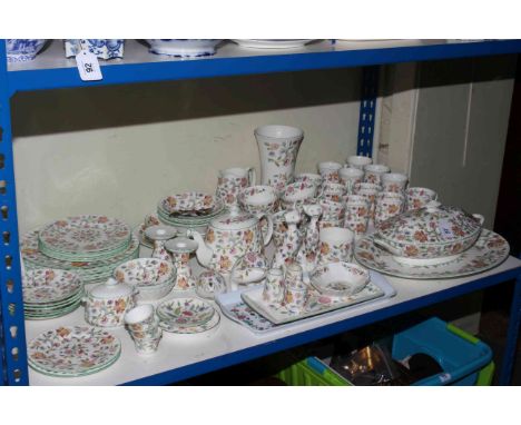 Minton Haddon Hall pattern ceramics including teapot, tureen, figurines, meat plate, picture frame, etc, approximately 70 pie