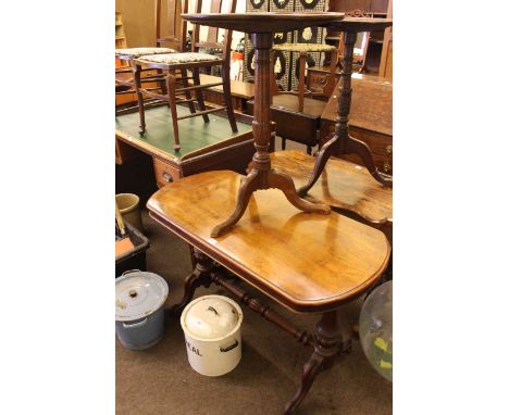 Victorian mahogany side table, Victorian mahogany circular topped tripod table and carboy-lamp (3).