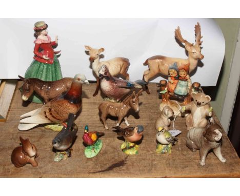 Collection of fourteen Beswick animals and birds, Doulton figure Holly and a Goebel figure.