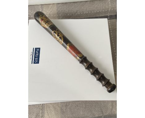 An antique George V Police truncheon by Hiatt &amp; Co Birmingham. Showing Constable written within a red and gilt cartouche 