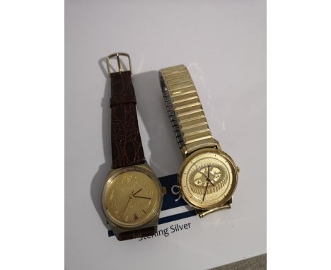 TWO VINTAGE MASONIC QUARTZ WATCHES. 