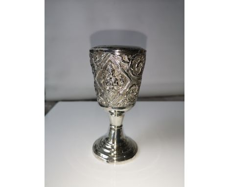 An ornate Thailand Sterling silver lighter/ candle holder [11.5cm in height] [170grams] 
