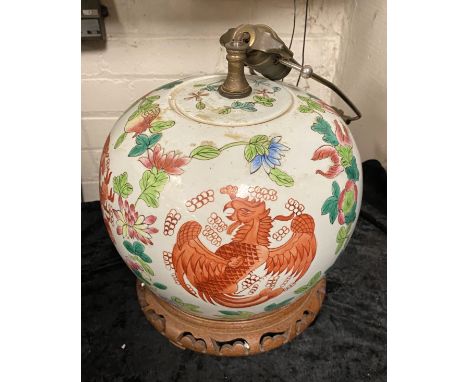 CHINESE PORCELAIN DRAGON GINGER JAR LAMP