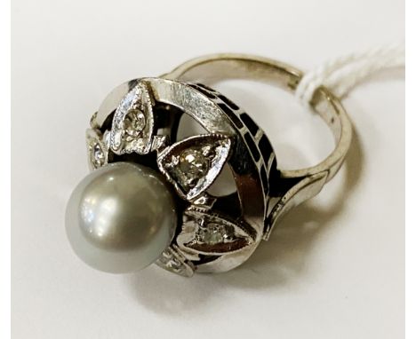 DIAMOND &amp; PEARL RING - SIZE K