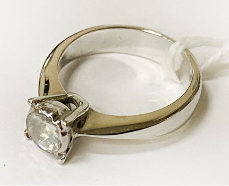 18CT WHITE GOLD &amp; HALF CARAT OLD CUT DIAMOND RING - SIZE K