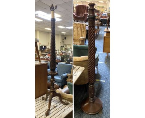 2 MAHOGANY TWIST STANDARD LAMP