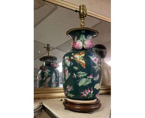 CHINESE PORCELAIN LAMP WITH BUTTERFLIES 